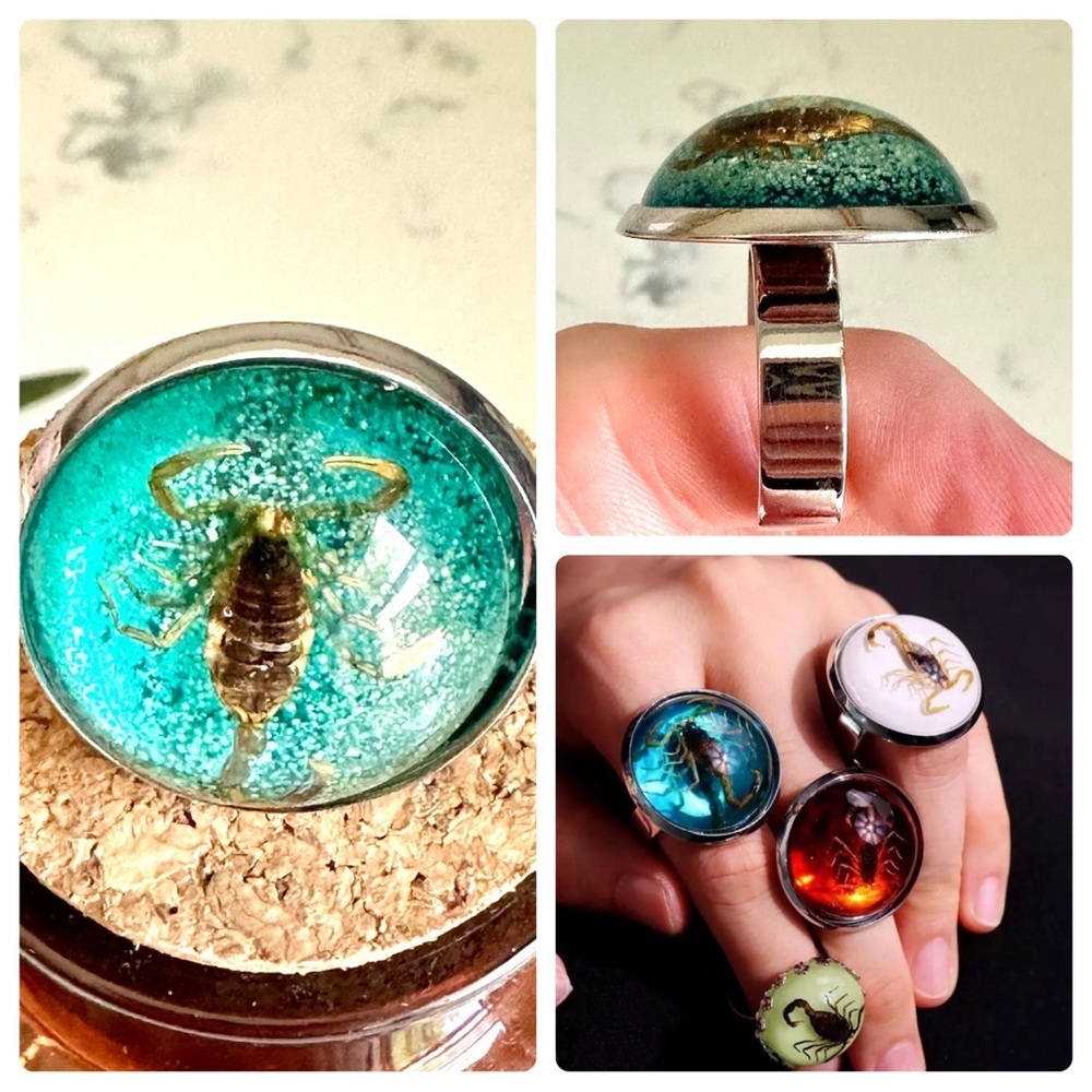 3/$22🩶 Real Resin Scorpion Adjustable Ring Bugs Southwestern Western Size 8-9